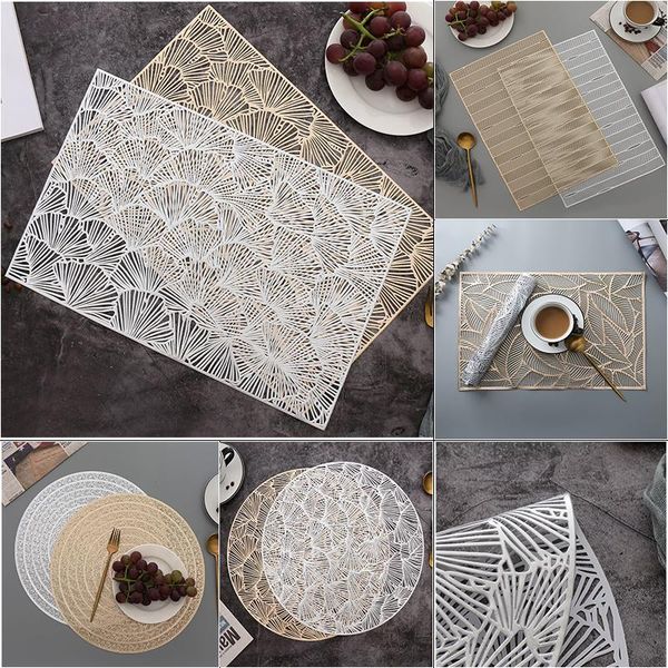 

mats & pads 45x30cm rectangle table place mat for dining room home gold silver waterproof 38cm round pvc pad decoration accessories
