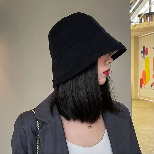 

fashion summer small brim bucket hat women reversible fisherman hats panama anti-sunburn caps ladies outside hip hop hat black, Blue;gray