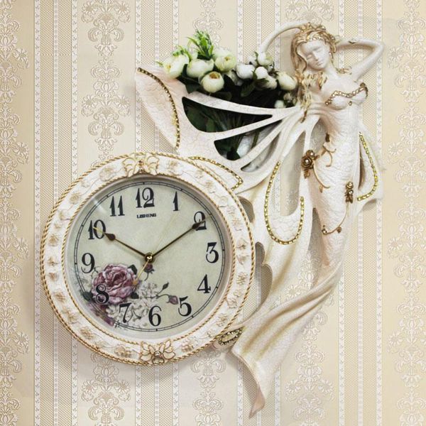

wall clocks european creative clock large art living room digital floral reloj de pared kitchen modern design dd60wc