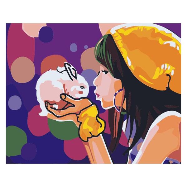 

paintings painting by numbers girl figure oil on canvas with brush diy set