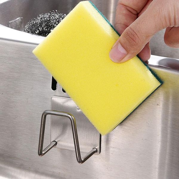 

stainless steel kitchen sink rack strong suction sponge holder accessories organizer ponge drain storage & organization