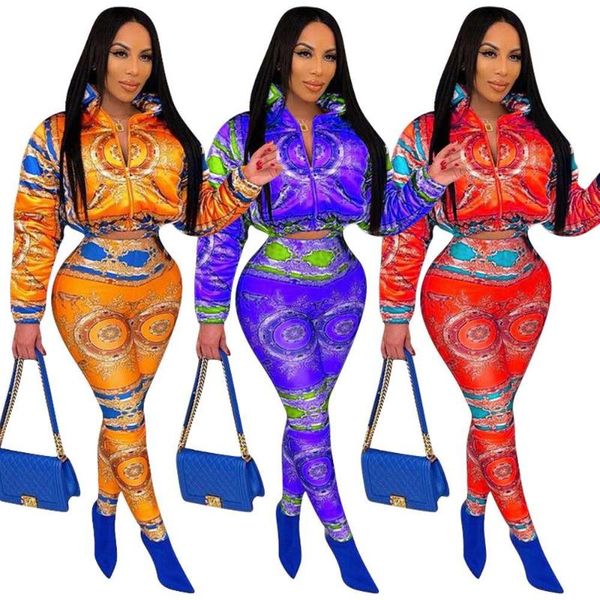 

women's two piece pants 2022 luxury designer women hip hop style sets long sleeve zipper short elastic, White