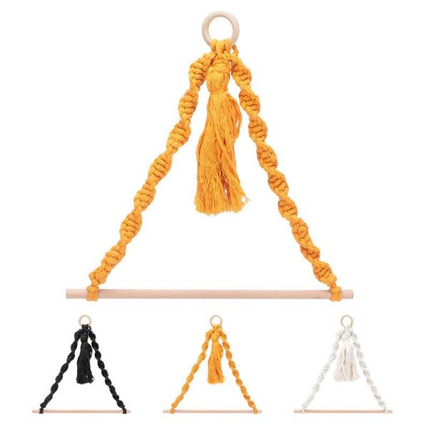 

storage boxes & bins door hanging pockets paper towel holder fabric knitted log rope hanger with tassel for po accessory
