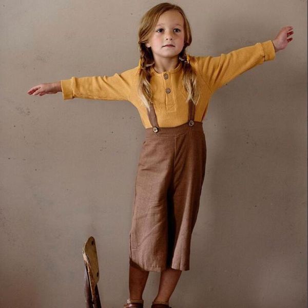 

kids pants solid color loose strap casual spring summer linen baby boys overalls nine trousers fashion toddler girl clothes, Blue