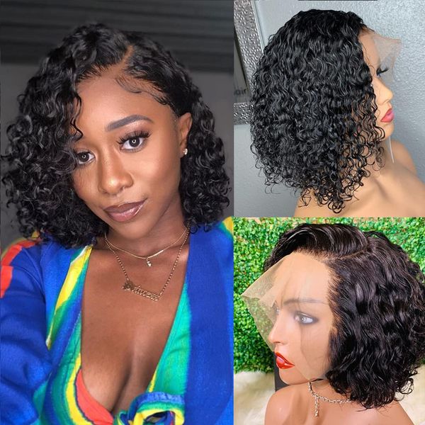 

lx brand short curly wigs for black women black color synthetic lace wigs middle part natural hairline lace frontal side partfactory direct