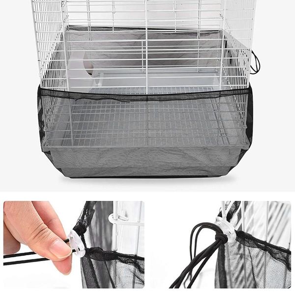 

bird cages adjustable mesh receptor seed parrot cover soft easy cleaning nylon airy fabric cage catcher supplies