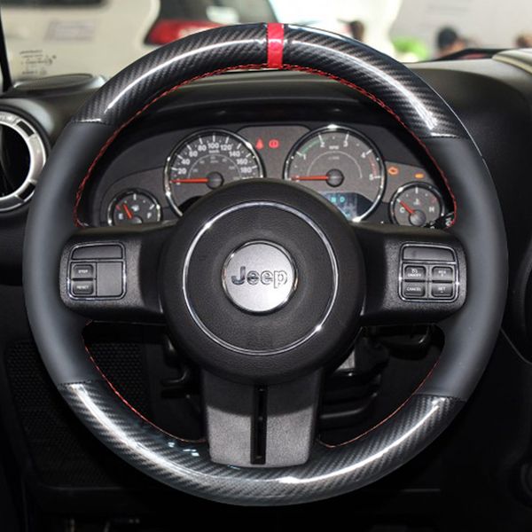 

for jeep cherokee grand cherokee grand commander diy custom leather imitation peach wood hand stitched steering wheel cover car accessories