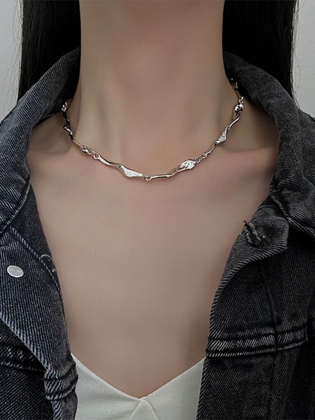 

designer necklace luxury chain south korea east gate fashion simple personality spring geometric net red temperament design, Silver