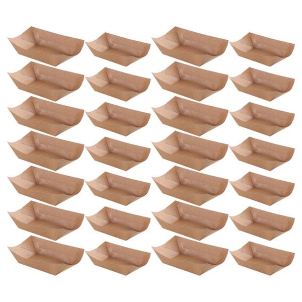 

gift wrap 100 pcs boat-shaped cases kraft paper picnic containers (brown)