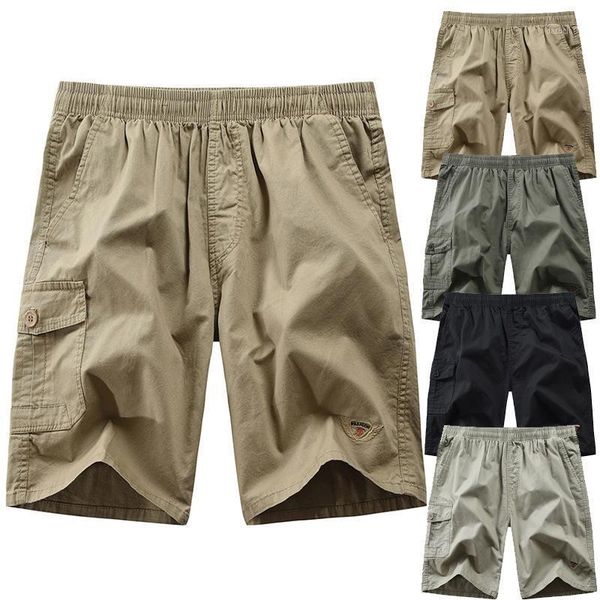 

men's shorts bermudas male working classic fit drawstring summer cargo with elastic waist and pockets, White;black