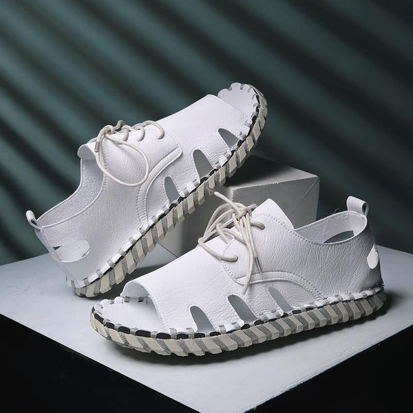 

sandals masculina male zandalias men uomo roman sandalias rasteira shoes sandalsslippers summer rubber leather sandal verano da, Black