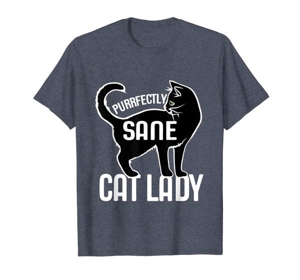 

purrfectly sane cat lady funny t-shirt, White;black