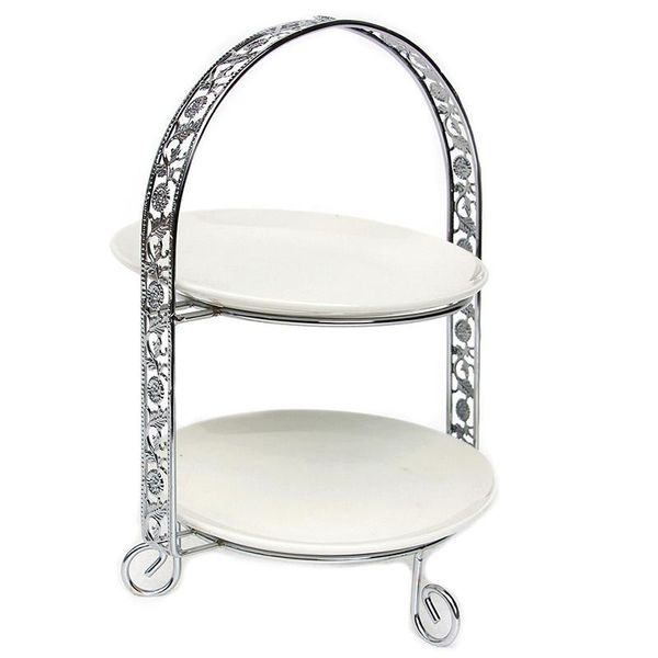 

other bakeware aaak -metal cake stand double-layer arch-shaped golden fruit dessert rack wedding birthday party decoration cupcake