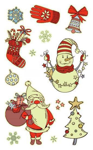 

temporary tattoos waterproof tattoo sticker luminous fake tatoo snowman christmas day santa claus flash tatouage glowing in dark kid