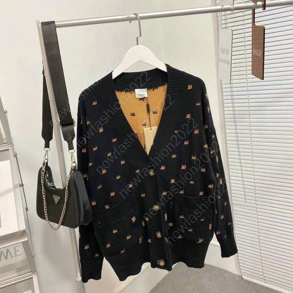 

ladies cardigans long sleeve knitted argyle sweater women vest sweaters female jumpers cardigan jacket monogrames wool cashmere blend oversi, Black;brown