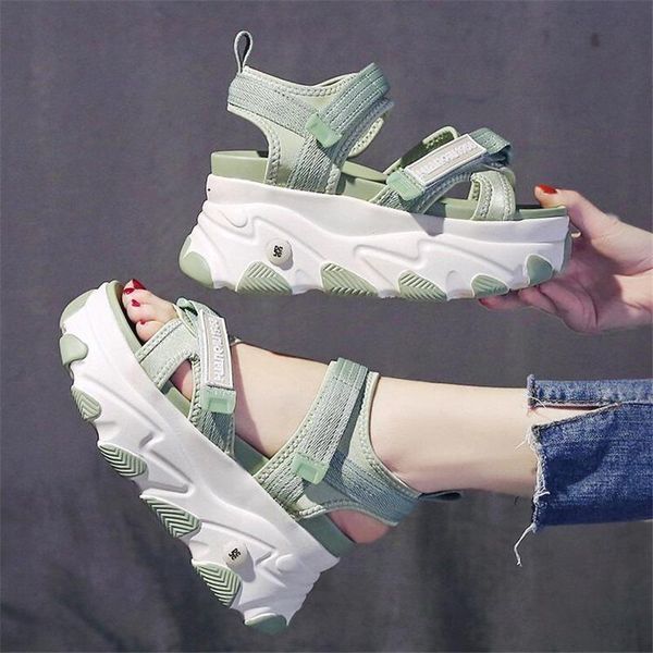 

soft comfortable women platform open toed sandals female 9cm wedge high heels summer girl chunky outdoor sports shoes dress, Black
