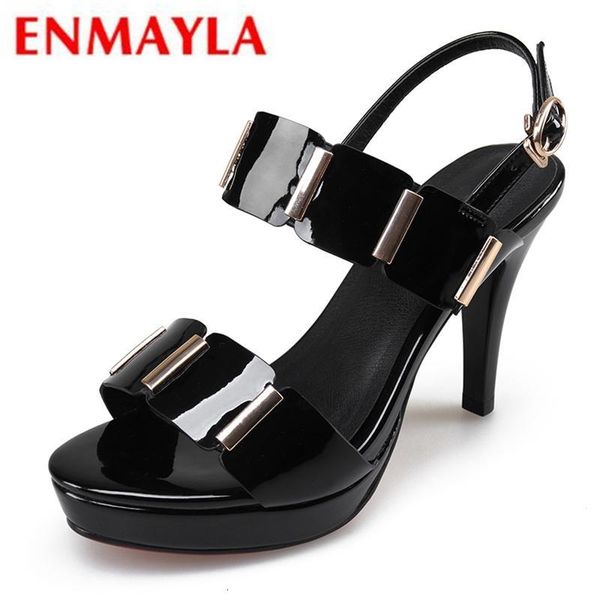 

sandals genuine leather basic sandalias de mujer verano dress buckle strap women shoes size 34-39 ly1089 4m8s, Black