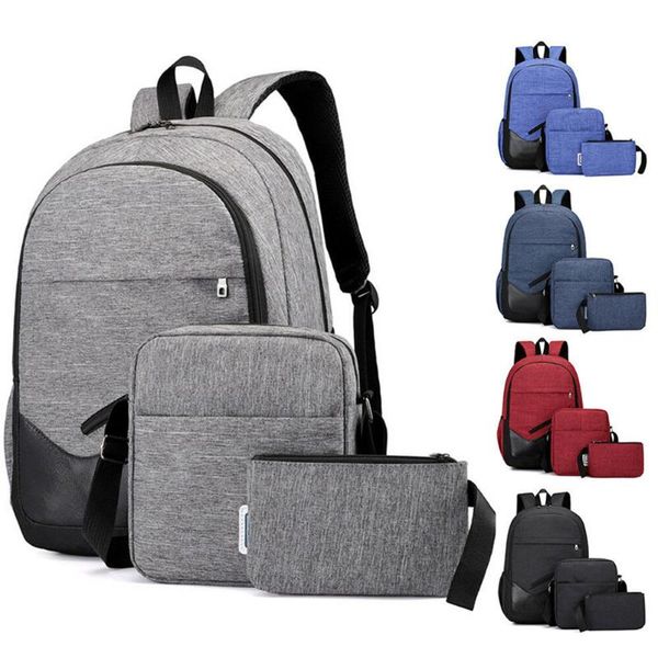 

backpack 3pcs/set school shoulder bag oxford cloth travel bookbags kit