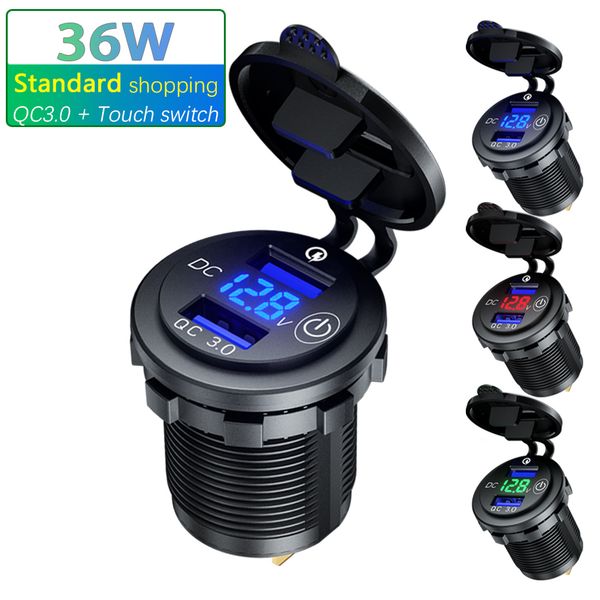 

car motorcycle cigarette lighter dual usb charger 12v-24v car boat rv motorcycle cigarette lighter sockets power plug outlet led