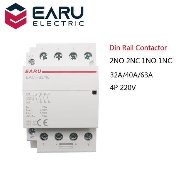 

smart home control 4p 32-63a ac 110v 220v 50/60hz din rail household modular contactor switch controller 4no 4nc 2no 2nc house el