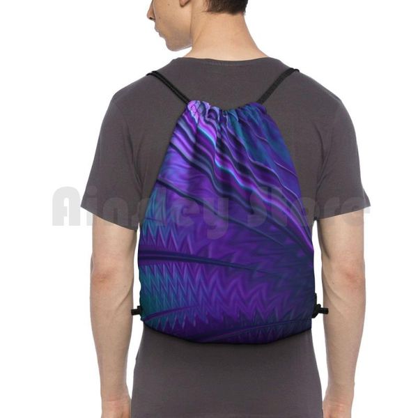 

backpack abstract in blue and purple drawstring bag riding climbing gym art universe star background