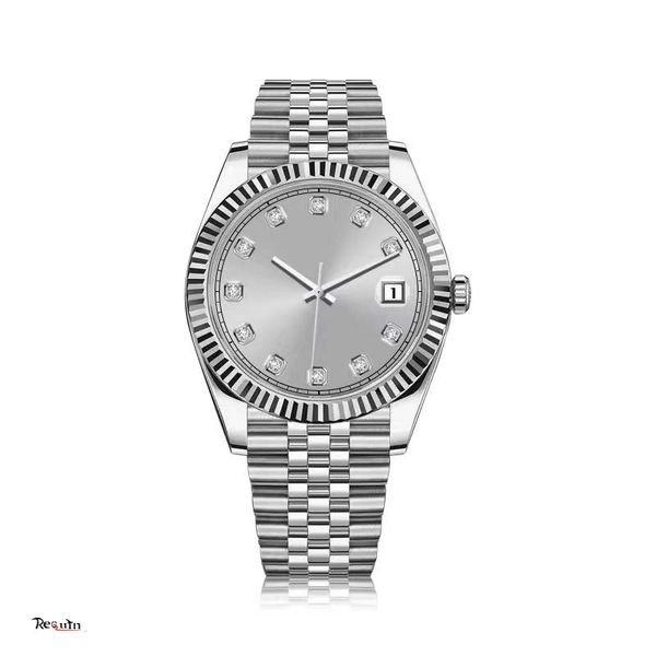 

men's watch luxury u1 factory 41mm brand new st9 stainless steel silver white gray diamond dial 126334 grooved bezel date just automati, Slivery;brown