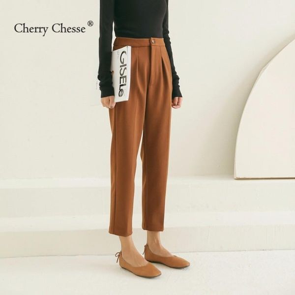 

women's pants & capris cherry chesse vintage women harem button ankle length trousers female autumn casual, Black;white