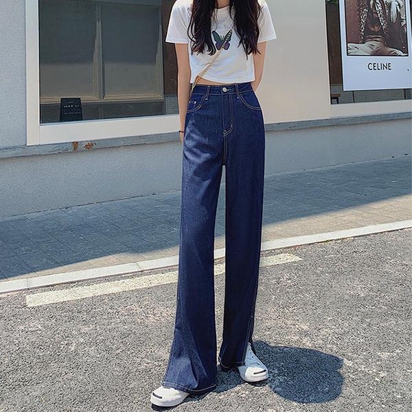 

women's jeans women high waist mom straight wide leg slouchy denim pants blue washedÂ fashion baggy distressed female