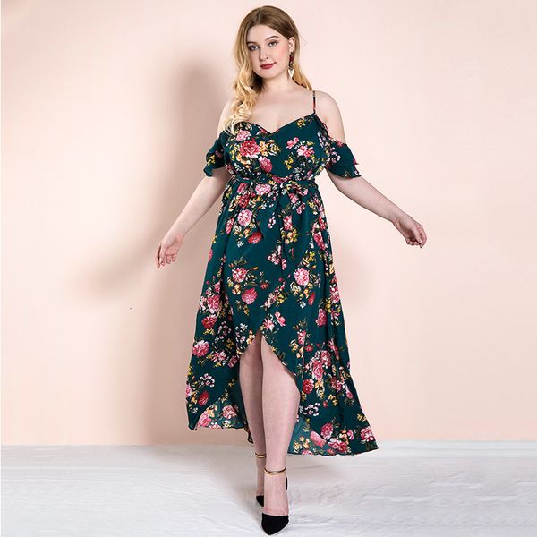 

dresses large women's printed with suspender, open back and irregular nightgown bohemian dress 2021, Black;gray