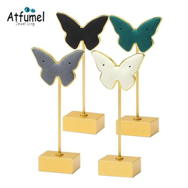 

jewelry pouches, bags fashion metal earrings display stand shelf with microfiber holder live room counter prop hanger, Pink;blue