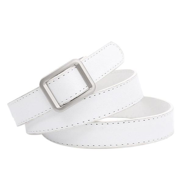 

belts student ladies belt non-porous female wild retro fashion simple square buckle thin waist white, Black;brown