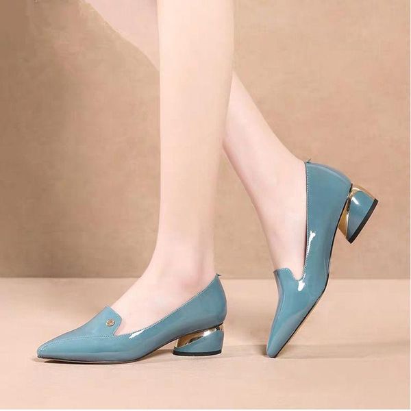 

dress shoes women classic light green slip on high heel lady casual sweet black pu leather office pumps sapatilha feminina g5994