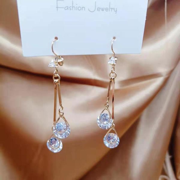 

simple zircon long earrings metal earrings gift
