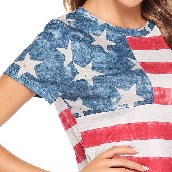 

women casual military camouflage american flag t shirt round neck short sleeve summer tees outfit twisted tshirt, White