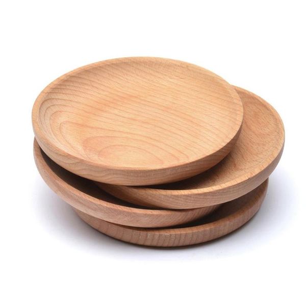 

dishes & plates wooden snack plate eco-friendly round cake dish home el school dessert service tray wood sushi tapas pickles party 12cm