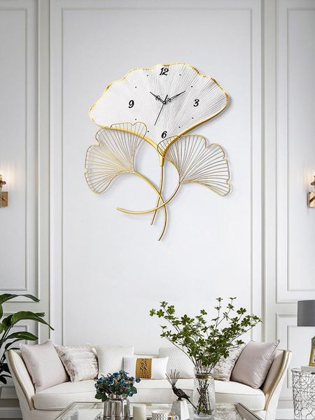 

wall clocks chinese style ginkgo leaf clock living room home light luxury fashion personalized simple art creative mode