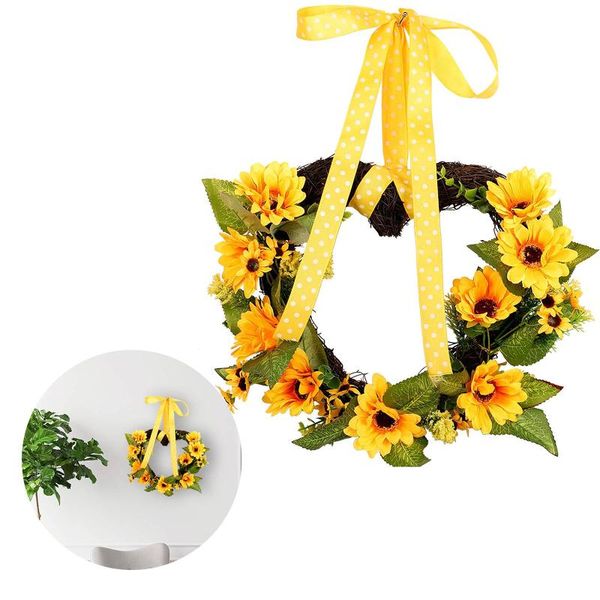 

decorative flowers & wreaths exquisite sunflower wreath window door hanging garland embellished with ribbon christmas wall ornament wedding