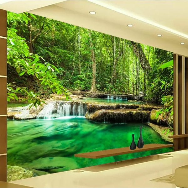 

wallpapers drop custom 3d po wallpaper green forest scenery large wall painting background mural papel de parede