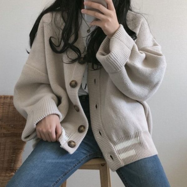 

designer women knitted cardigans sweater winter solid basic elegant oversized autumn female warm casual outerwear jersey, White;black