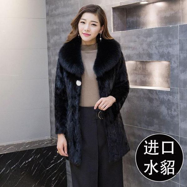 

women's real natural pieces coat with collar plus size 5xl 6xl & faux fur, Black