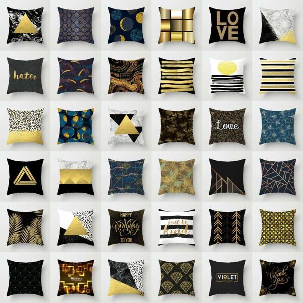 

cushion/decorative pillow home decor plant cushion polyester gold sofa cover case printed