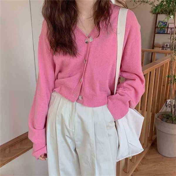 

soft v-neck femme prom outwear high waist casual solid knitted cardigans loose women fashion sweaters 210525, White;black