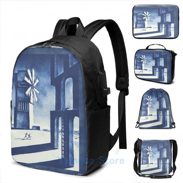 

backpack funny graphic print ico game artwork (cyano effect) usb charge men school bags women bag travel laptop