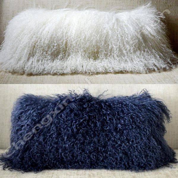 

cx-d-01b 30x60cm long hair fashionable real tibetan sheep fur pillow cover cushion/decorative
