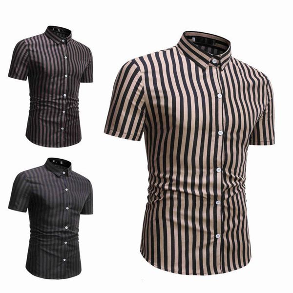 

men's shirt 2020 summer men's casual stripe short sleeve shirt tw24, White;black