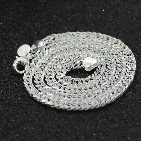 

5mm men's necklace domineering side flat silver plated chain chains