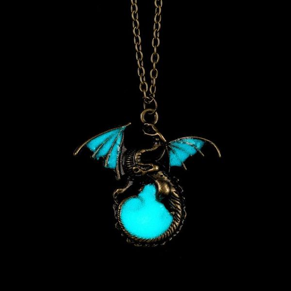 

pendant necklaces necklace luminous retro power game dragon alloy men's, Silver