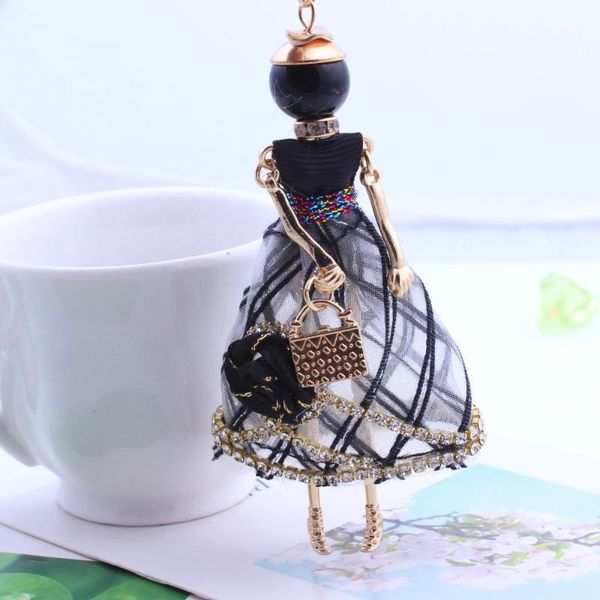 

pendant necklaces 2021 trendy paris handmade dance doll pendants necklace long dress rhinestone fashion women girl kids charms1, Silver