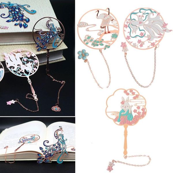 

other home decor chinese style retro tassel pendant metal peacock book clip brass bookmark group fan shape pagination mark