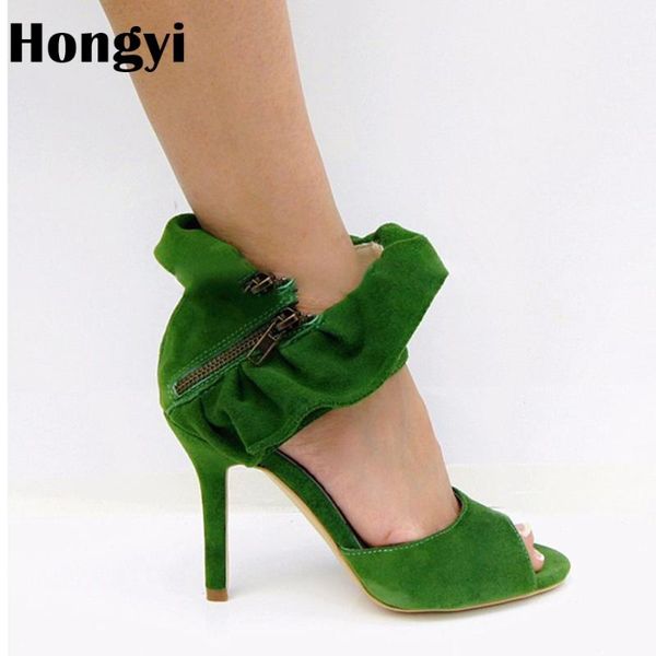 

dress shoes hongyi 2021 women pumps open toe lace up heels sandals woman high, Black